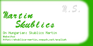 martin skublics business card